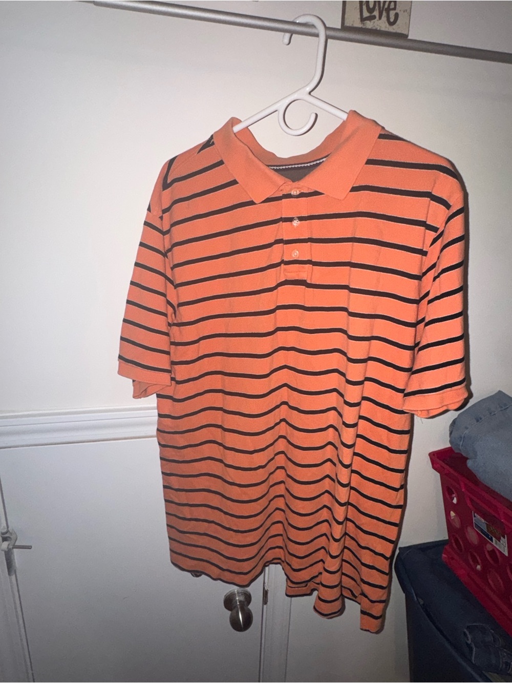 PBX Basics Men's Orange Striped Polo Shirt